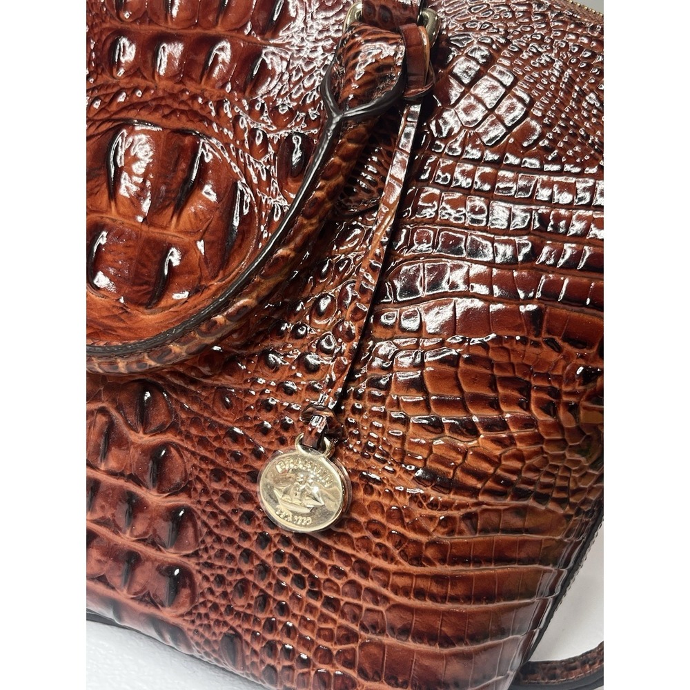 Brahmin Duxbury Satchel Pecan Melbourne Handbag Purse With Strap - Picture 4 of 16